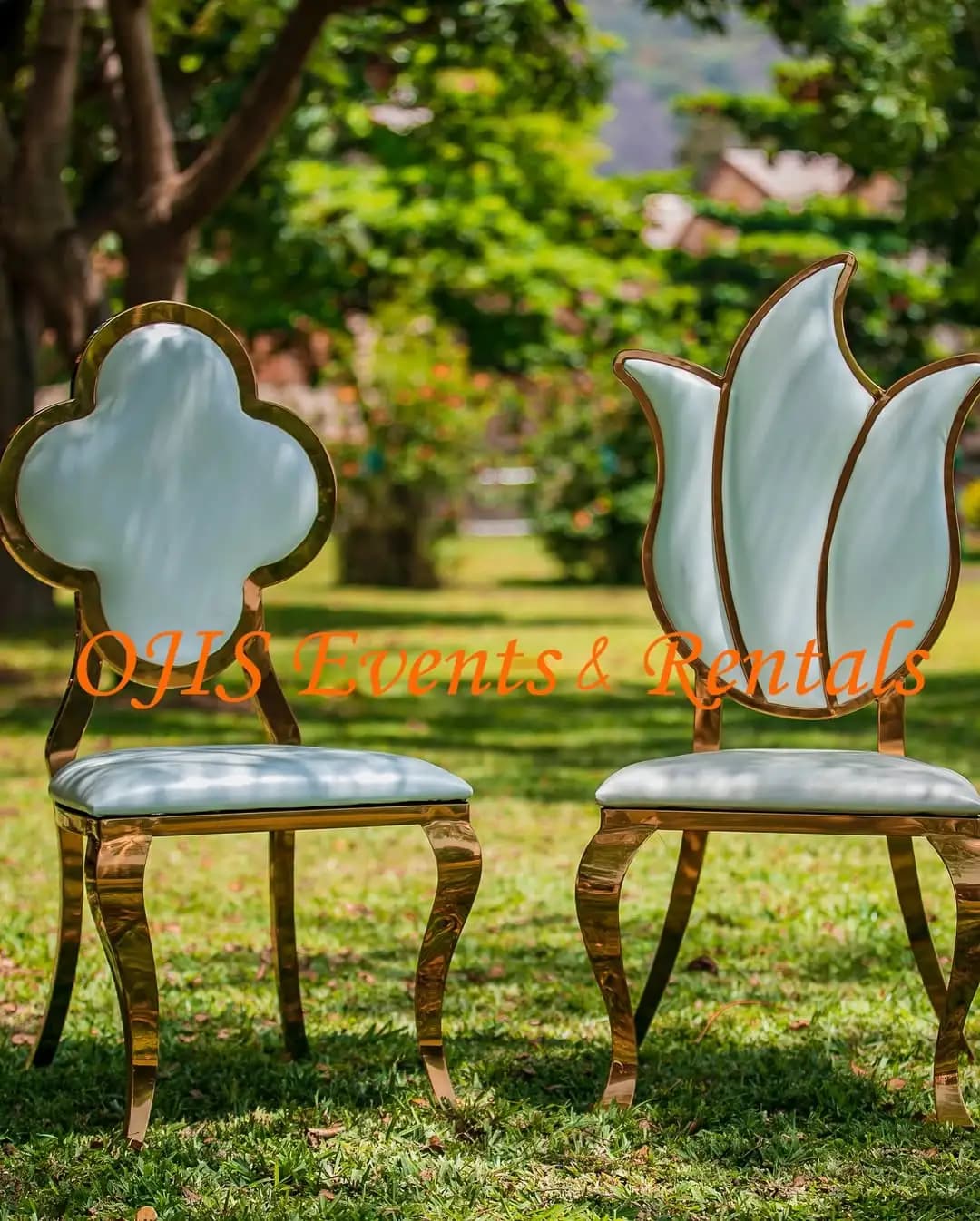 Experience Luxury with Our Golden Clover ChairThis stunning four-leaf clover-shaped chair is the perfect addition to any modern event, guaranteeing to be the best seat at the party!Explore and rent from our VIP Chair collection, exclusivel